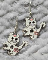 boucles d'oreilles "Chat blanc"