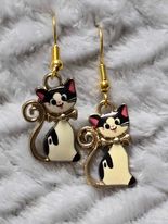 Boucles d'oreilles "chat en émail"