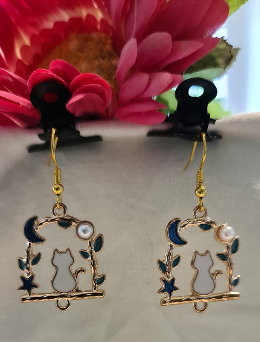 Boucles d'oreilles "Chat perché"