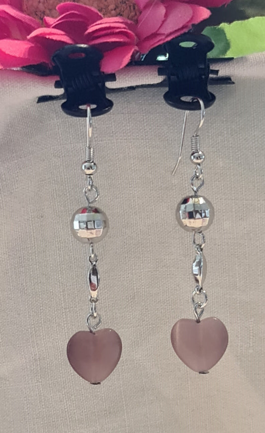 Boucles d'oreilles "Cœur rose"
